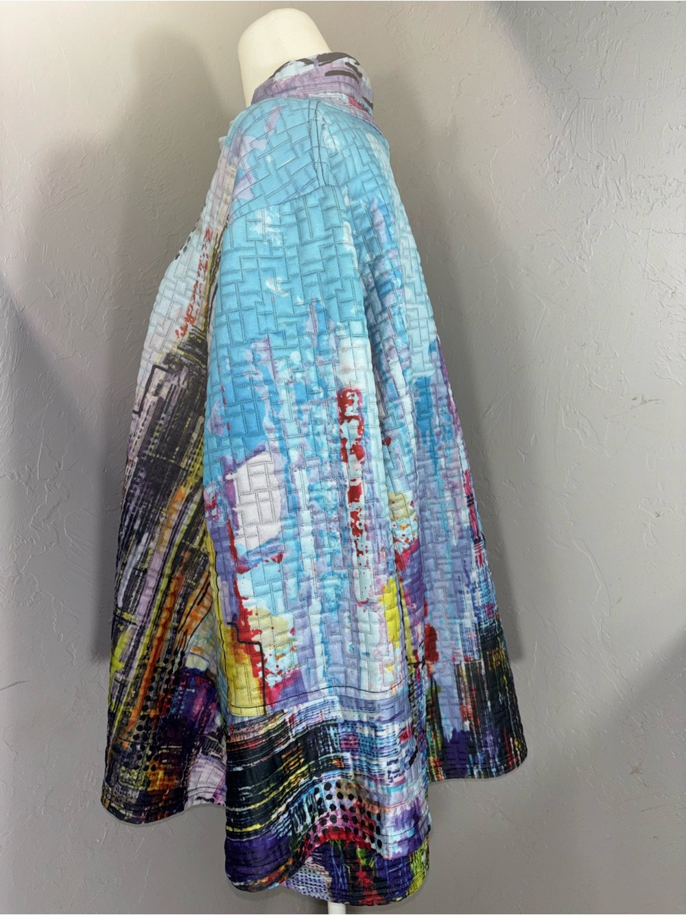 Ali Miles Multicolor Abstract Printed Tunic Jacket - Blue, Purple, Yellow - Picture 4 of 12